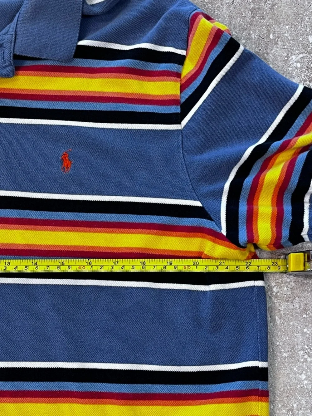 Polo by Ralph Lauren Blue Polo with Multicolor Stripe Detail - Picture 4 of 6